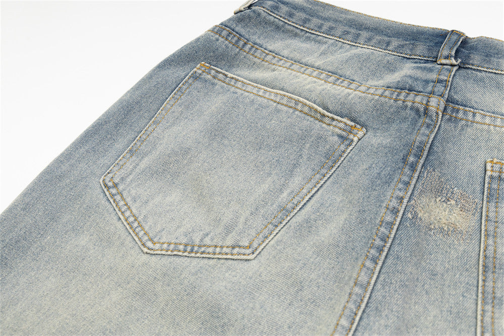 Punk Street Fashion Paint Splash Loose Distressed Beggar Straight-leg Trousers Men And Women